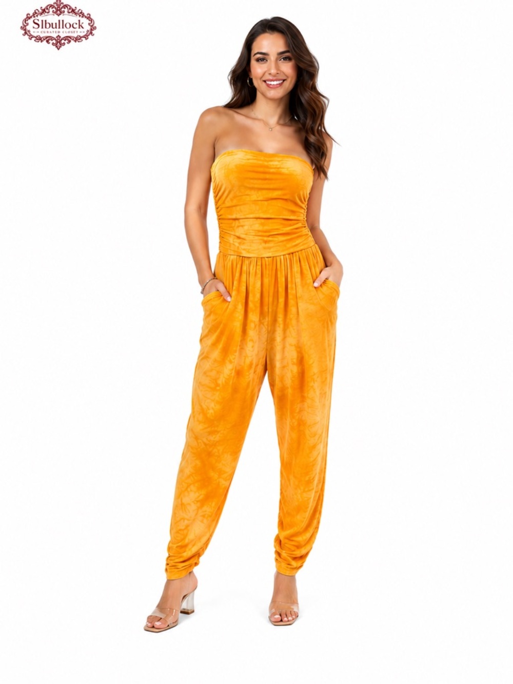 Heart & Hips Strapless Orange Tie Dye Romper Sz S Pockets Romper Resort Vacation